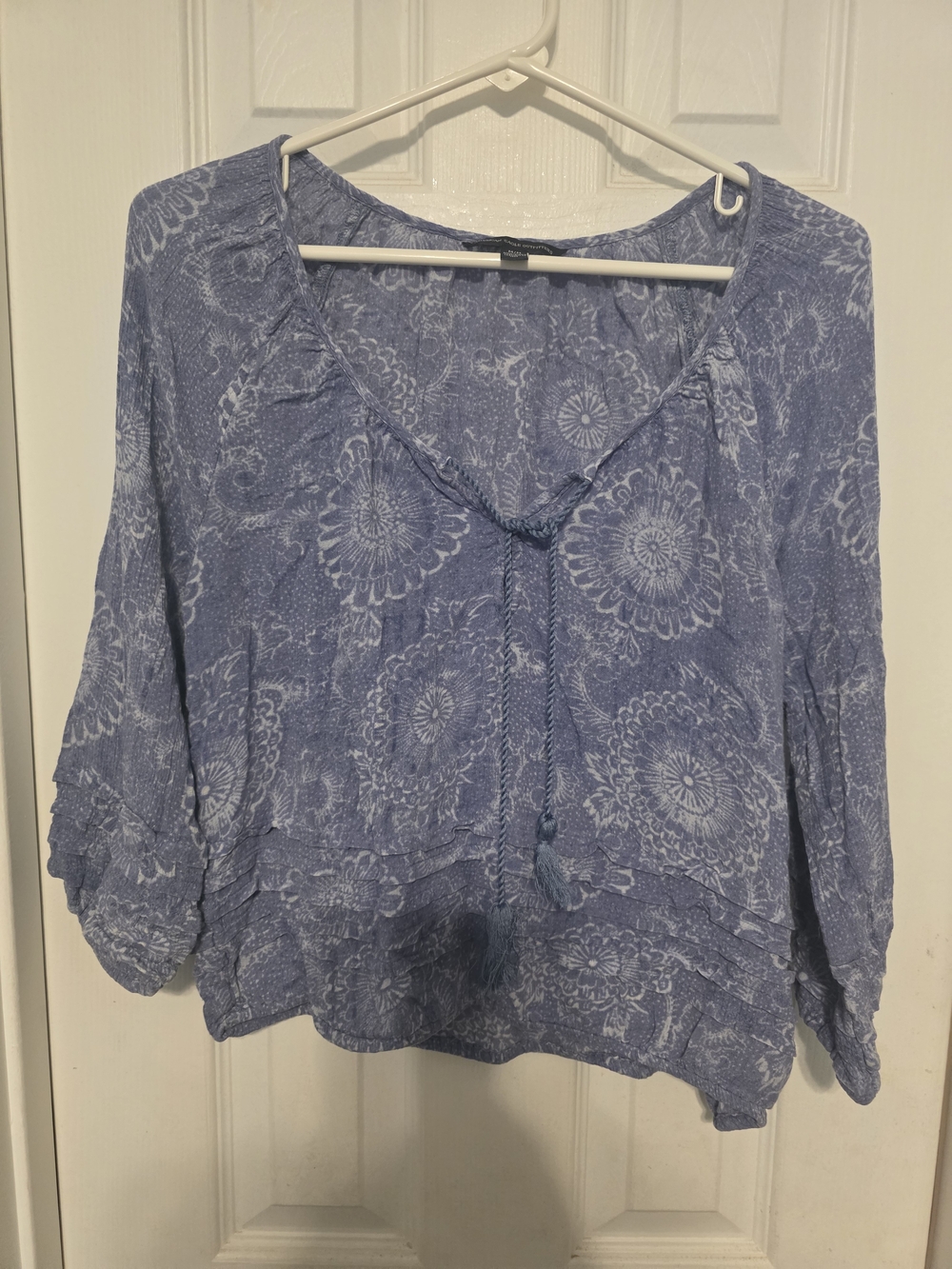 American Eagle Outfitters Light Blue Floral Peasant Blouse